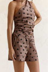 Seeking The Sun Polka Dot Shorts Brown