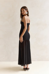 Serene Twilights One Shoulder Mesh Maxi Dress Black