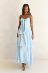 Trägerloses Maxikleid „Know Your Heart“ in Blau