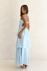 Trägerloses Maxikleid „Know Your Heart“ in Blau