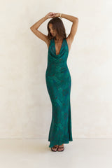 Maxikleid „Tangled Vines“ mit Neckholder, Grün