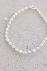 Sand Glow Freshwater Pearl Necklace Gold White
