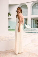 Different Dreams Neckholder Maxikleid Creme