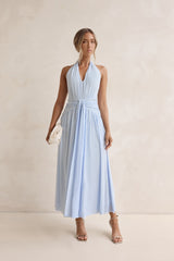 Robin Netz-Halter-Maxikleid Blau