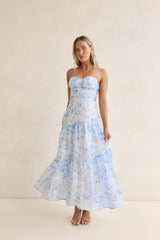 Trägerloses Maxikleid Ocean Blue Blau