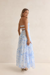 Trägerloses Maxikleid Ocean Blue Blau