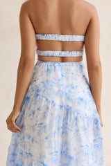 Trägerloses Maxikleid Ocean Blue Blau