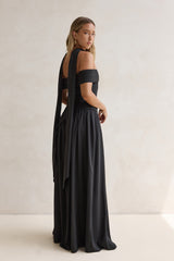 Mitternachts-Eleganz Carmen-Maxikleid Schwarz