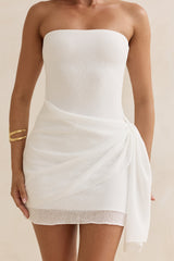 Trägerloses Mini-Kleid "Sonnenstrahlen" Weiß