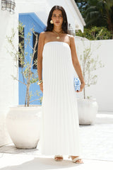 Willow Breeze Pleated Maxi Dress White
