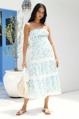 Trägerloses Midikleid „Under Palm Trees“ in Blau