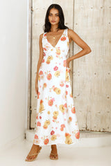 Aprikosen Traum Maxikleid Blumenmuster