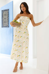 Fruitful Gardens Trägerloses Maxikleid Gelb