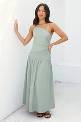 Claire One-Shoulder Maxikleid Khaki