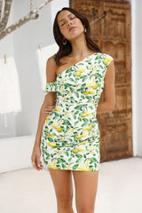 Sunkissed Lemonade Off-Shoulder Minikleid mit Print
