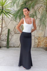 Palm Tree Paradise Maxi Skirt Black