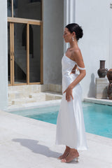 Angelica Satin-Maxikleid Weiß