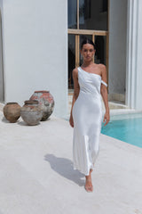 Angelica Satin-Maxikleid Weiß