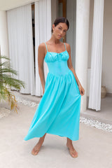 Verspieltes Wald-Maxikleid Aqua