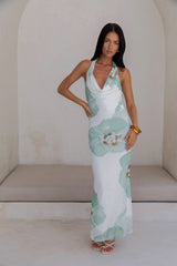 Seasons Pass Neckholder-Maxikleid aus Mesh Weiß