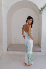 Seasons Pass Neckholder-Maxikleid aus Mesh Weiß