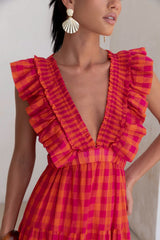 Maxikleid „Sonnenuntergangs-Picknick“ Pink