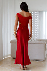 Dreamer’s Path schulterfreies Maxikleid Rot