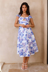 Midi-Kleid „Moon Orchids“ Blau