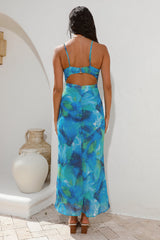 Tauchen ins Meer Midi-Kleid Blau