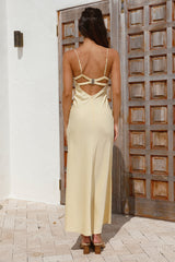 Maxikleid Oceanic Orbit Satin Gelb
