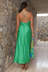 Main Attraction Satin Maxi Dress Green