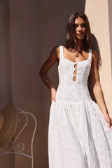Maxikleid „Romance Stitched“ Weiß