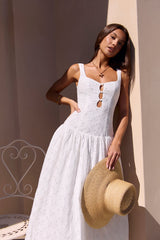 Maxikleid „Romance Stitched“ Weiß