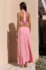 Hier mit dir Halter-Maxikleid Rosa