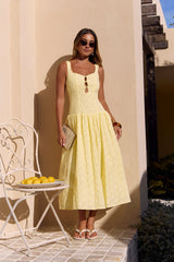 Romance Stitched Maxikleid Zitrone