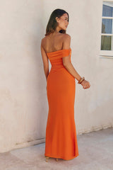 Heart For You Ein-Schulter-Maxikleid aus Mesh, Orange