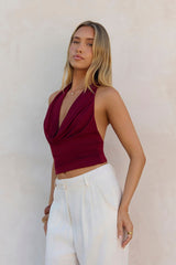BASE Contour In Her Element Halter-Neck-Cowl-Top Wein