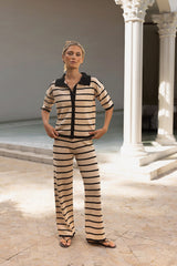 Lounging- und Wohlfühlhose aus Strick in Beige