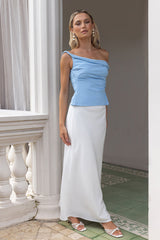 Smart Casual Maßgeschneidertes Carmen-Top Blau